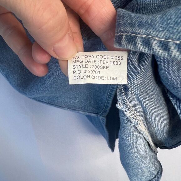 Three Rivers Denim Blue Sleeveless Button Front Cotton Denim Shirt Size Small - Picture 8 of 9